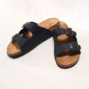 Jonsen "Amy" Men's Black Double Strap Leather Sandal Size 12
